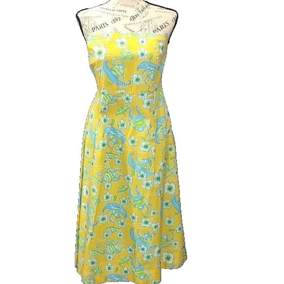 Lilly Pulitzer monkey and flower print Strapless Dress – Size 4 - Picture 1 of 5